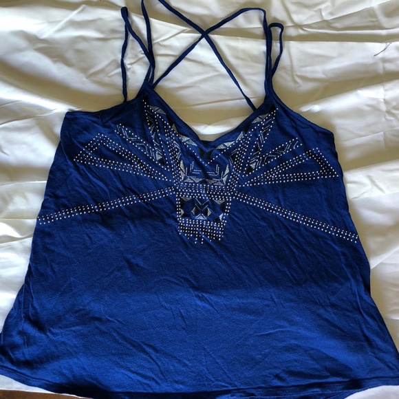 Express blue boho strappy tank studded design - Picture 2 of 5